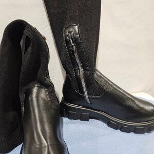 New BLACK CHUNKY THICK SOLE KNEE HIGH ZIPPER BOOTS   9 GOTH MOTO EMO PUNK